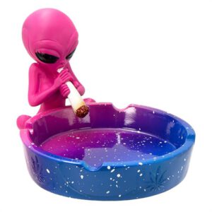 Aschenbecher “Alien mit Joint”, blau/pink