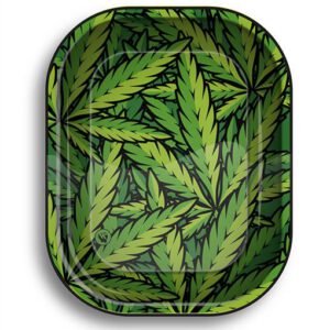 Rolling Tray Dreh-Tablett, Metall, klein “LEAVES #33 GREEN”