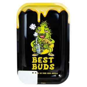 Rolling Tray Dreh-Tablett, Metall, mittel “Best Buds – Dab”