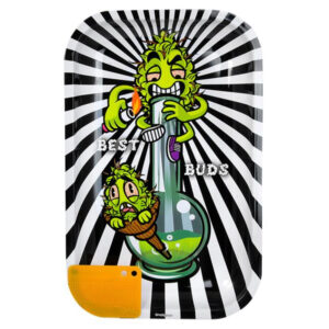 Rolling Tray Dreh-Tablett, Metall, mittel “Best Buds – Smoke me”