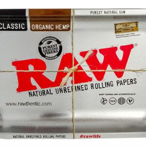 RAW Dreh-Tablett – Rolling Tray mittel, “RAW STEEL METALLIC”