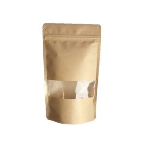 Doypack Kraftpapier Druckverschluss Beutel mit Sichtfenster 50 Stück 85mm x 145mm