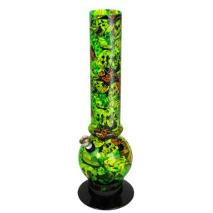 Acryl-Bong, 32cm, Bubble-Straight "Graffiti", grün