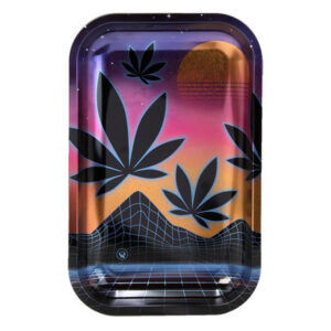 Dreh-Tablett – Rolling Tray, mittel, "LEAVES #37 3/4 Metallic"